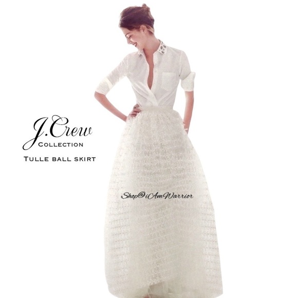 J.Crew Collection RARE ivory ribbon sequin tulle ball skirt *shop@iamwarrior - Picture 1 of 12
